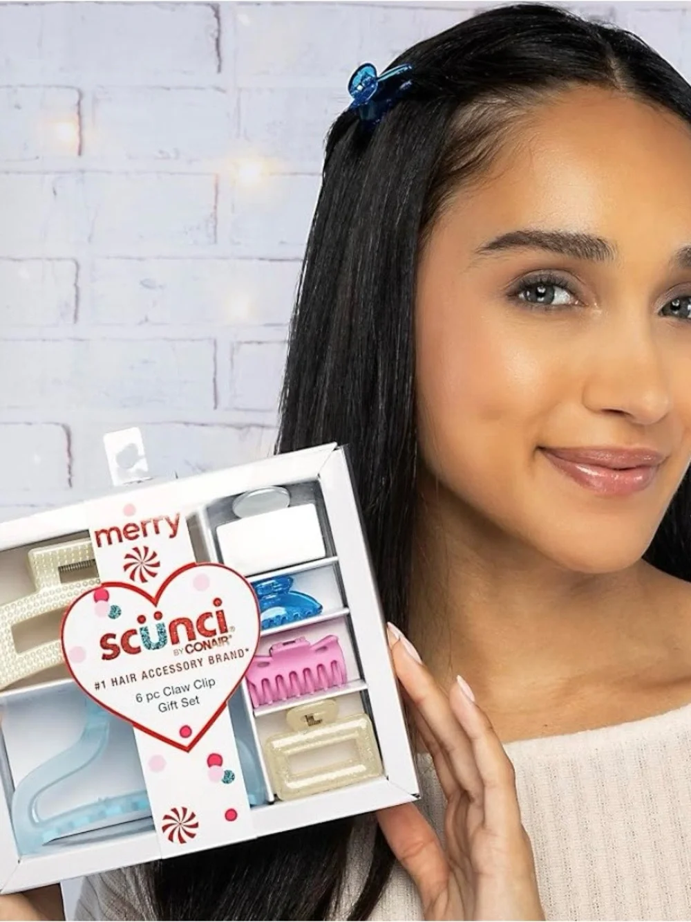 Scunci by Conair 6-Piece Claw Clip Gift Set - Pastel Blue, Pink & Gold